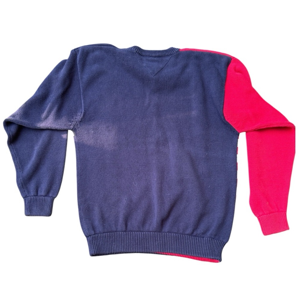 Tommy Hilfiger Red and Navy Striped Crewneck Sweater - Picture 2 of 5